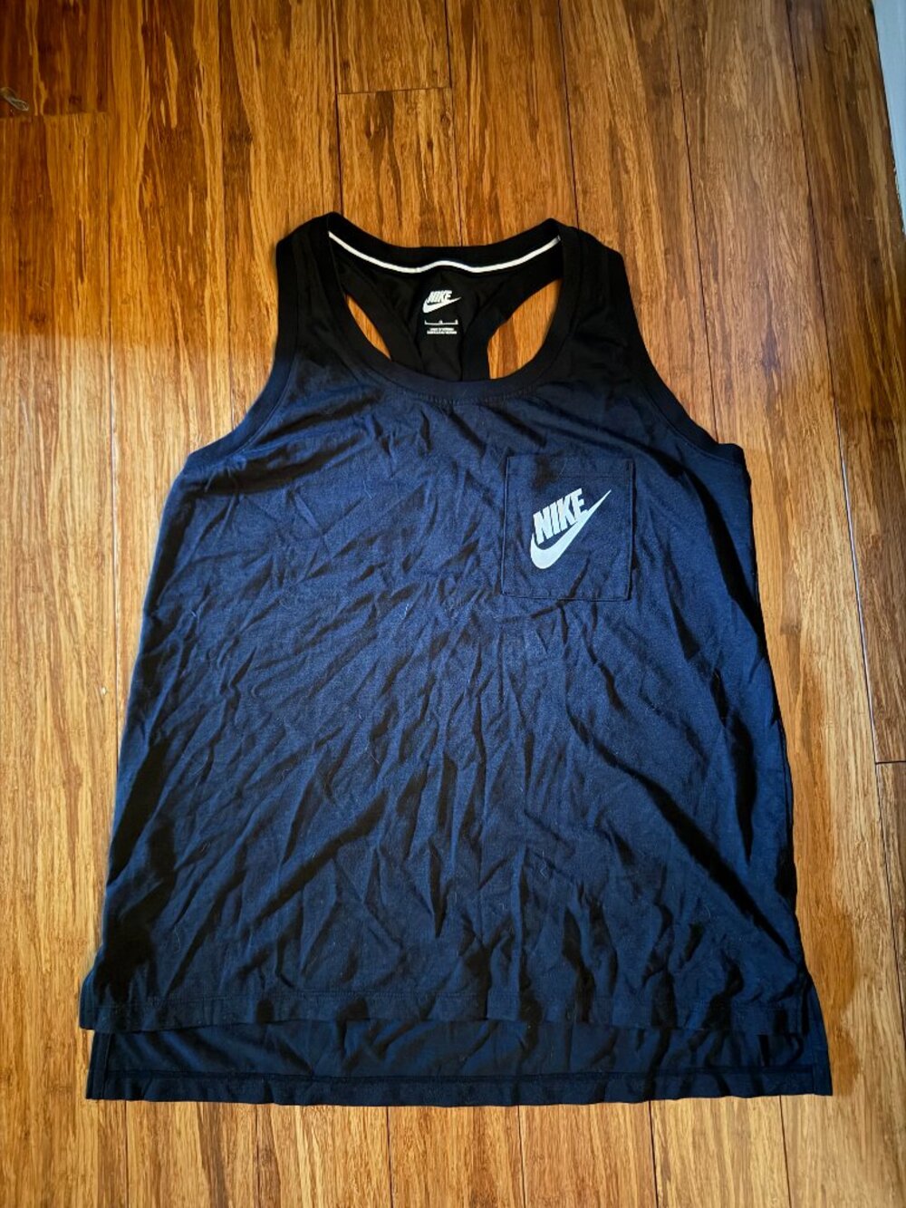 Nike Women’s Black Racerback Tank Top Pocket Logo Size L